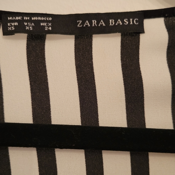 ZARA black & white striped blouse top - Picture 4 of 6